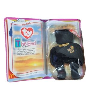 TY Beanie Babies The End 1999 Bear black plush  in box packaging